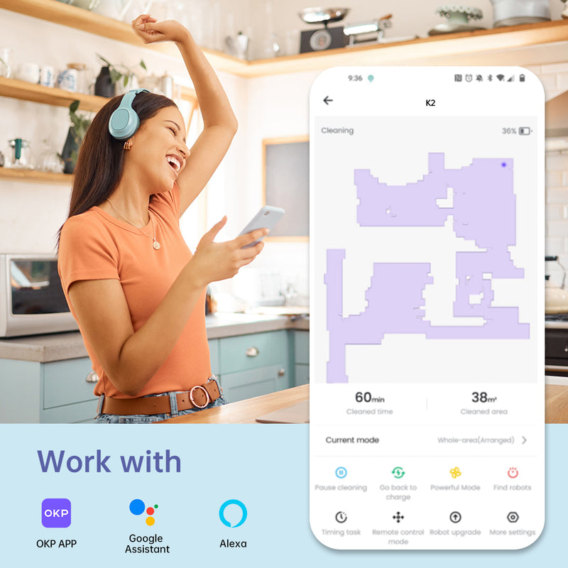 Load image into Gallery viewer, OKP K2 Robot Vacuum Cleaner - Tailored for Pets, 1800mAh