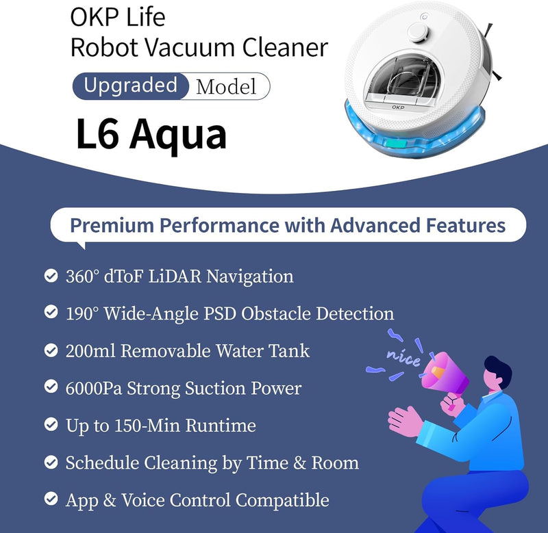 Load image into Gallery viewer, OKP Life Robot Vacuum L6 Aqua
