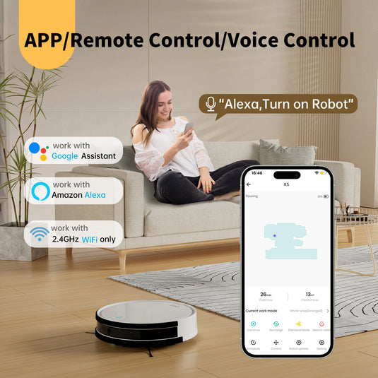 OKP K5 Robot Vacuum - Alexa/Google Compatible, Ideal for Pets